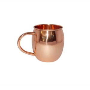 COPPER BARREL MUG 16 OUNCE SMOOTH WITH COPPER C-SHAPE HANDLE