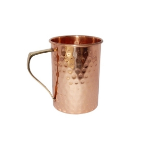 COPPER STRAIGHT MUG 16 OUNCE COPPER HAMMERED WITH REGULAR HANDLE