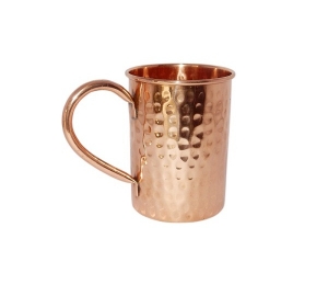 COPPER STRAIGHT MUG 16 OUNCE HAMMERED WITH COPPER QUESTION MARK HANDLE
