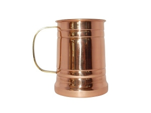 COPPER TANKER MUG 18 OUNCE SMOOTH WITH BRASS D-SHAPE HANDLE
