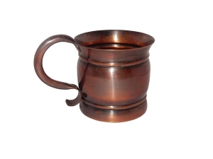 COPPER OLD FASHION MOSCOW MULE BARREL MUG 14 OUNCE SMOOTH WITH COPPER ANTIQUE QUESTION MARK SHAPE HANDLE
