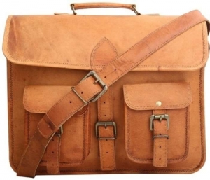 Real Goat Leather 15â€³ Inch Laptop Office Use Handmade Messenger Bag Manufacturer Supplier Wholesale Exporter Importer Buyer Trader Retailer in Ajmer, Rajasthan India