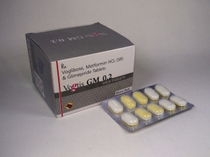 VOGTIS GM TAB 0.2 MG (Voglibose 0.2 mg + Glimepiride 1 mg + Metformin 500 mg ( Sustained Release + Bilayered tablet )) Manufacturer Supplier Wholesale Exporter Importer Buyer Trader Retailer in Jabalpur Madhya Pradesh India