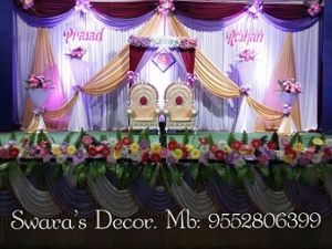 Wedding decorations with artificial and fresh flowers