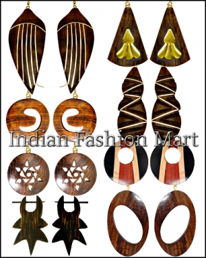 Wooden Earrings Manufacturer Supplier Wholesale Exporter Importer Buyer Trader Retailer in Moradabad Uttar Pradesh India