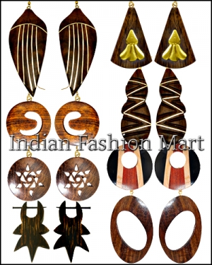 Manufacturers Exporters and Wholesale Suppliers of Wooden Earrings Moradabad Uttar Pradesh