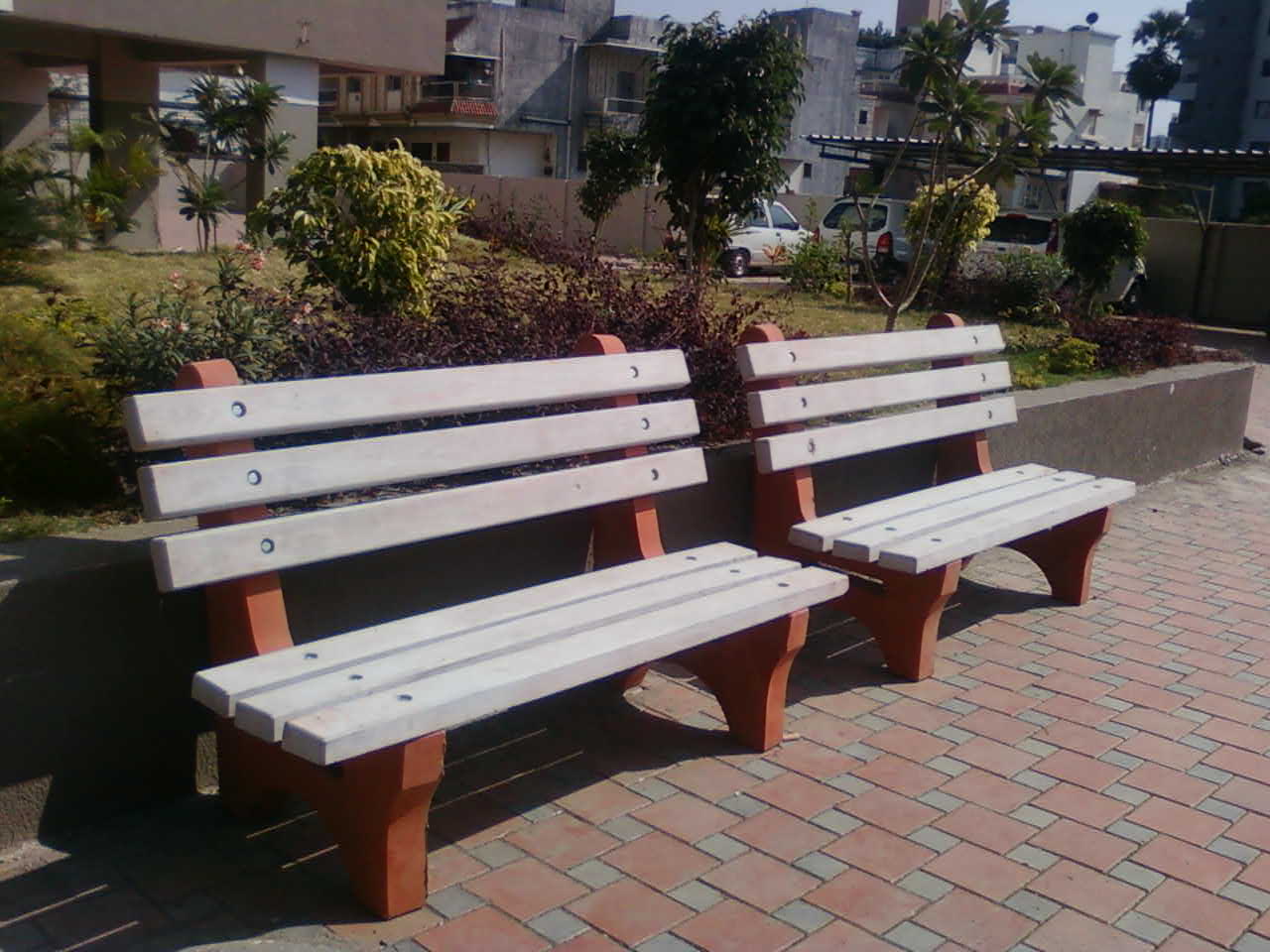 Rcc Bench With Back Rest (wooden Texture)