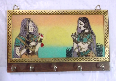 Manufacturers Exporters and Wholesale Suppliers of Wooden gems stone Painting Key Stand Jaipur Rajasthan