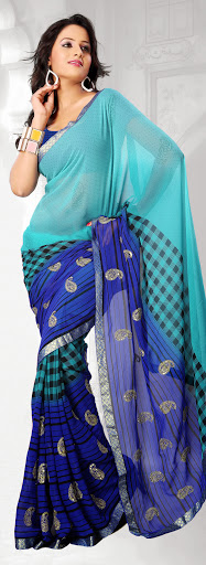 Manufacturers Exporters and Wholesale Suppliers of Teal Blue Georgette Saree SURAT Gujarat
