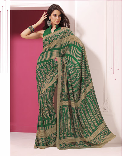 Manufacturers Exporters and Wholesale Suppliers of Green Grey Saree SURAT Gujarat