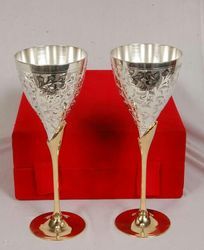 Brass Wine Glass Set Silver Plated