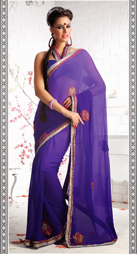 Manufacturers Exporters and Wholesale Suppliers of Purple Georgette Saree SURAT Gujarat