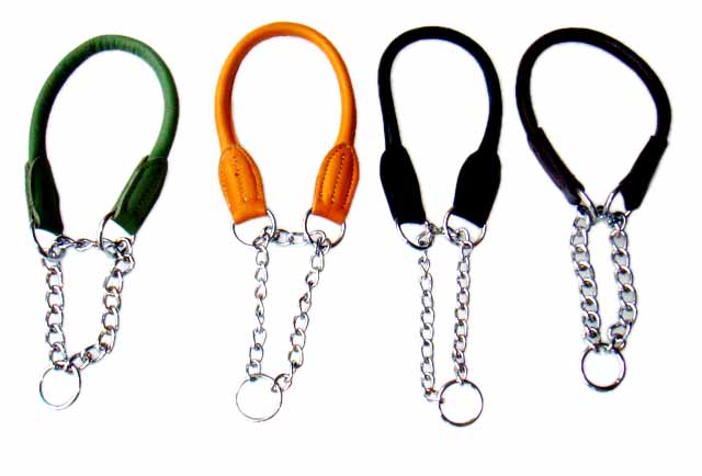 Manufacturers Exporters and Wholesale Suppliers of Round stitched soft dog collar with 3 ring chain Kanpur Uttar Pradesh