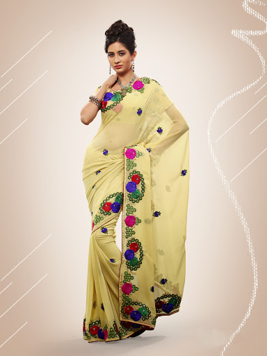 Manufacturers Exporters and Wholesale Suppliers of Light Yellow Saree SURAT Gujarat