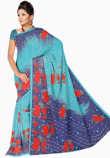 Manufacturers Exporters and Wholesale Suppliers of Blue Silk Saree SURAT Gujarat