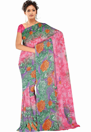 Manufacturers Exporters and Wholesale Suppliers of Pink Colored Weightless Saree SURAT Gujarat
