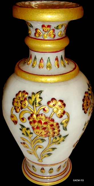 Manufacturers Exporters and Wholesale Suppliers of Mable Flower Painting Vase Jaipur Rajasthan