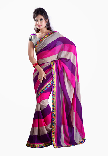 Manufacturers Exporters and Wholesale Suppliers of Pink Purple Grey Saree SURAT Gujarat