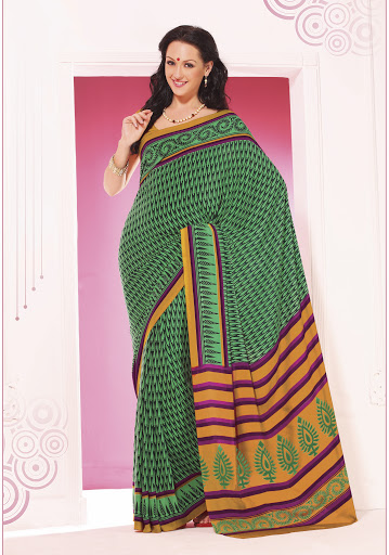 Manufacturers Exporters and Wholesale Suppliers of Green Yellow Saree SURAT Gujarat