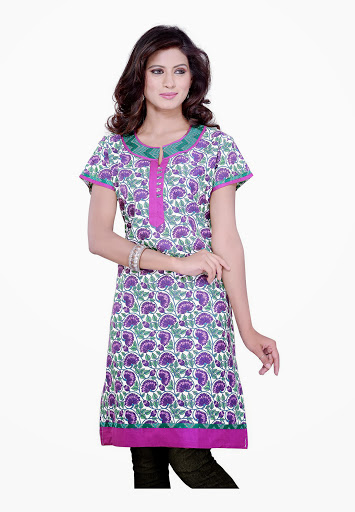 Manufacturers Exporters and Wholesale Suppliers of Violet Sea Green Cotton Kurti SURAT Gujarat