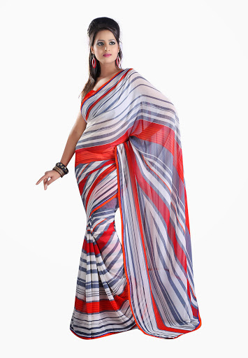 Manufacturers Exporters and Wholesale Suppliers of White Red Grey Saree SURAT Gujarat