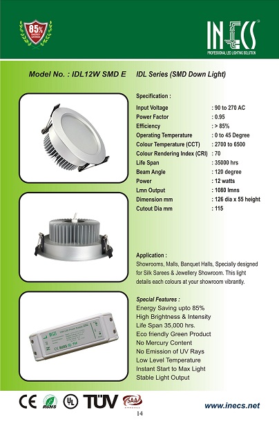 Manufacturers Exporters and Wholesale Suppliers of Model No IDL12W SMD  E Kollam Kerala
