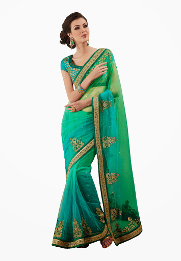 Manufacturers Exporters and Wholesale Suppliers of Sea Green Turquoise Saree SURAT Gujarat