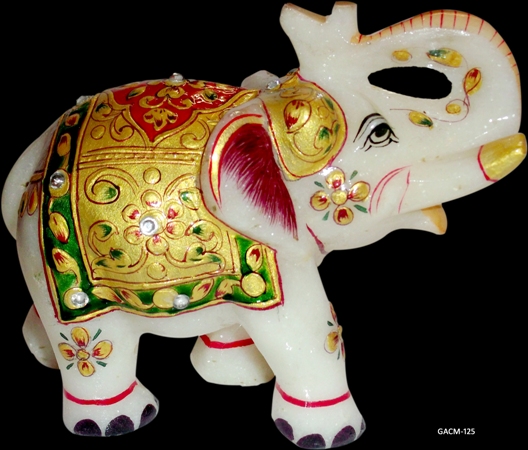 Manufacturers Exporters and Wholesale Suppliers of Marble Kundan Meena Work Elephant Jaipur Rajasthan