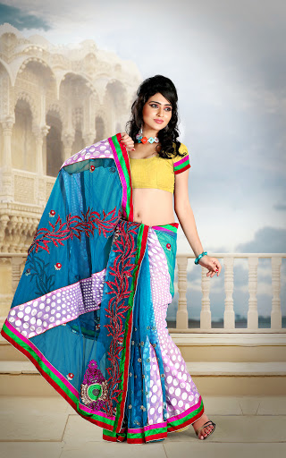 Manufacturers Exporters and Wholesale Suppliers of Teal & Pink Colored Saree SURAT Gujarat