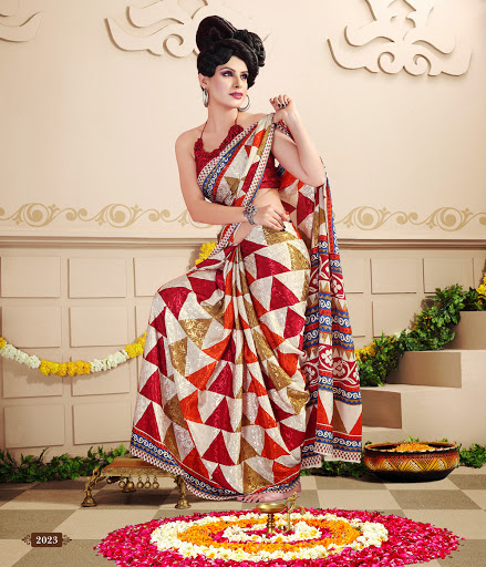 Manufacturers Exporters and Wholesale Suppliers of White Red Olive Green Saree SURAT Gujarat