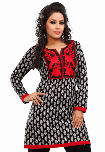 Manufacturers Exporters and Wholesale Suppliers of Black Red Cotton Kurti SURAT Gujarat