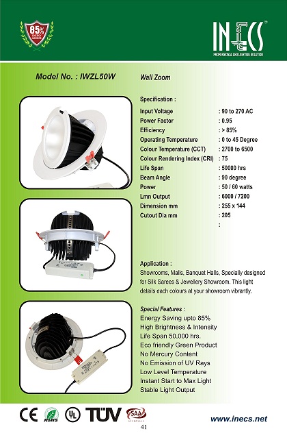 Manufacturers Exporters and Wholesale Suppliers of Model No IWZL 50W Kollam Kerala