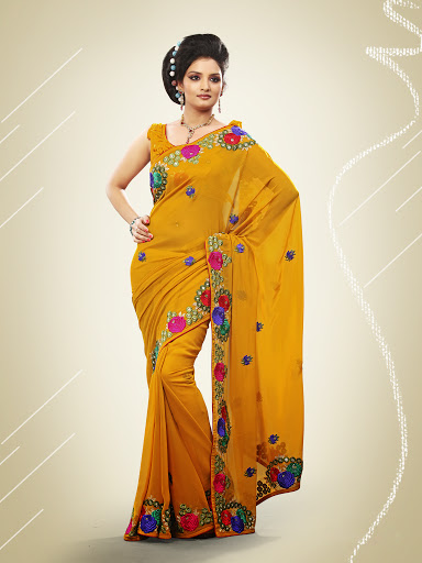 Manufacturers Exporters and Wholesale Suppliers of Goldenrod Saree SURAT Gujarat