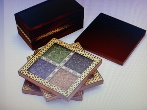 Manufacturers Exporters and Wholesale Suppliers of Gemstone Filled Wooden Tea Coaster Indore Madhya Pradesh