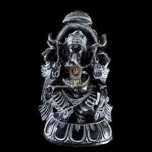 BLACK MARBLE GANPATI STATUE WITH LOTOS Manufacturer Supplier Wholesale Exporter Importer Buyer Trader Retailer in jaipur Rajasthan India