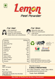 Manufacturers Exporters and Wholesale Suppliers of Lemon Peel Powder Jaipur Rajasthan