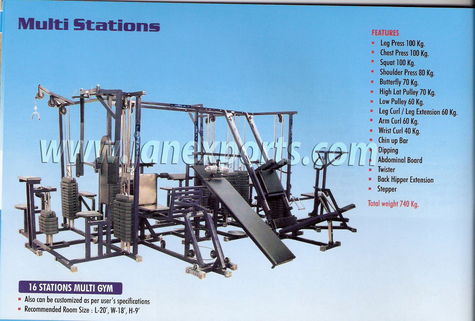 16 Station Multi Gym Equipments Manufacturer Supplier Wholesale Exporter Importer Buyer Trader Retailer in Meerut Uttar Pradesh India