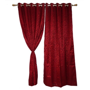 Manufacturers Exporters and Wholesale Suppliers of Maroon Ecthed Floral Patterned Window Curtain Panaji Goa