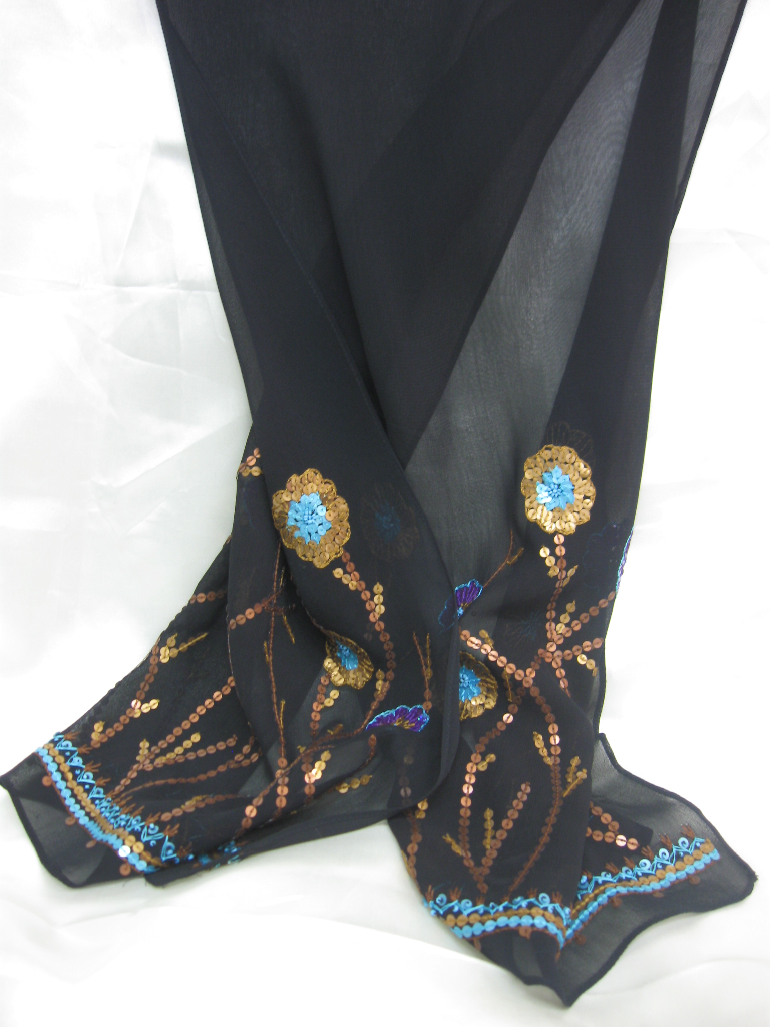 Black Embroidered Scarf Manufacturer Supplier Wholesale Exporter Importer Buyer Trader Retailer in noida Uttar Pradesh India
