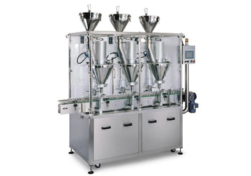 Automatic Three Head Augur Type Dry Syrup Powder Filling Machine Manufacturer Supplier Wholesale Exporter Importer Buyer Trader Retailer in Ahmedabad Gujarat India